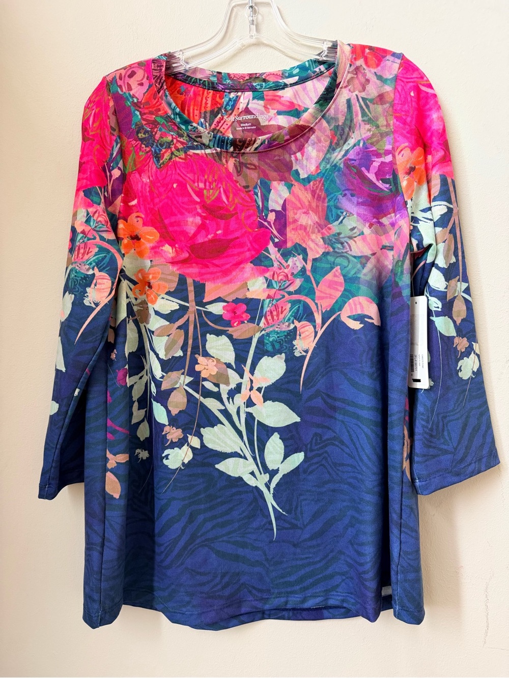 Soft Surroundings Floral Tunic Top Size Medium